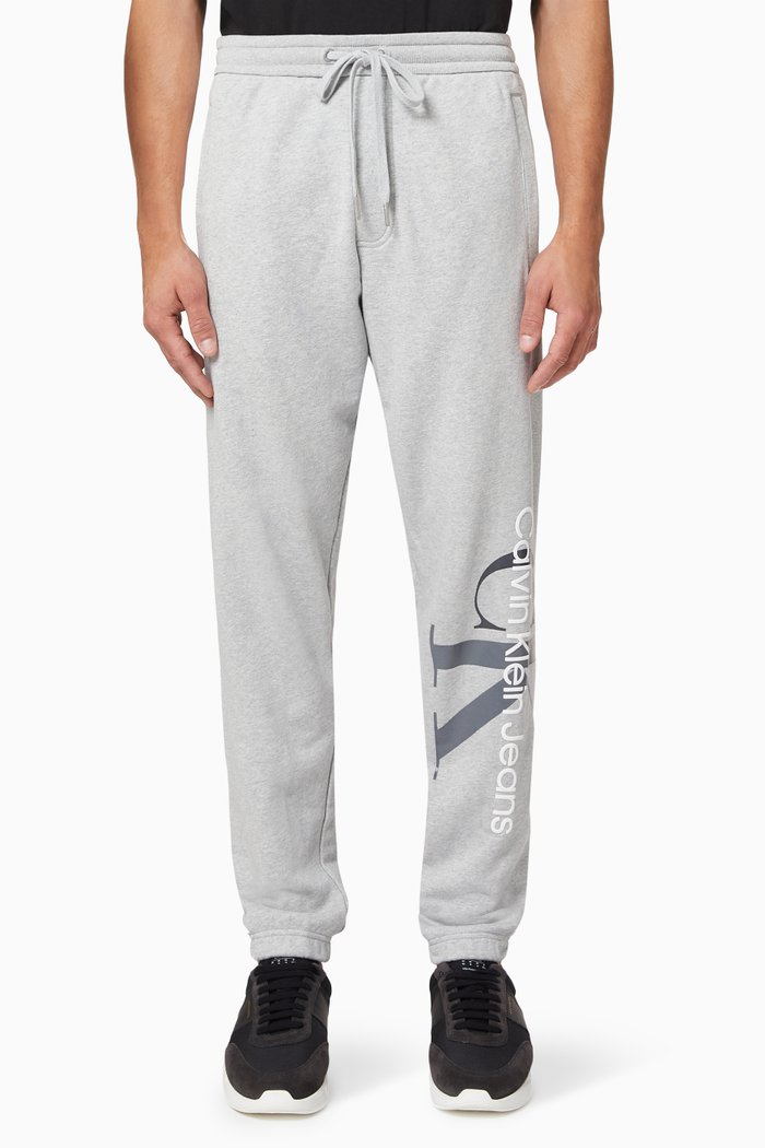 

Two Tone Monogram Joggers in Cotton, Grey