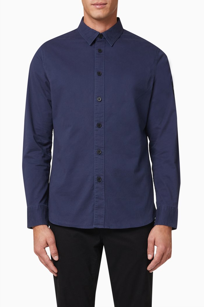 

Monogram Badge Shirt in Cotton, Blue