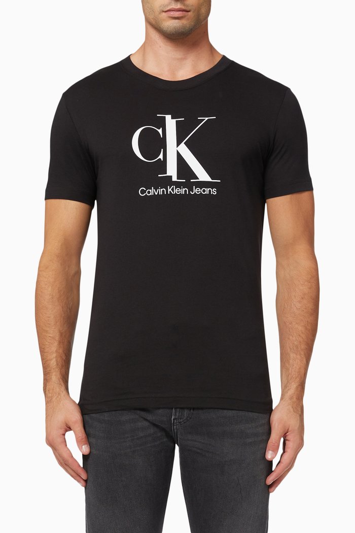

Spliced CK Monogram T-shirt in Cotton, Black