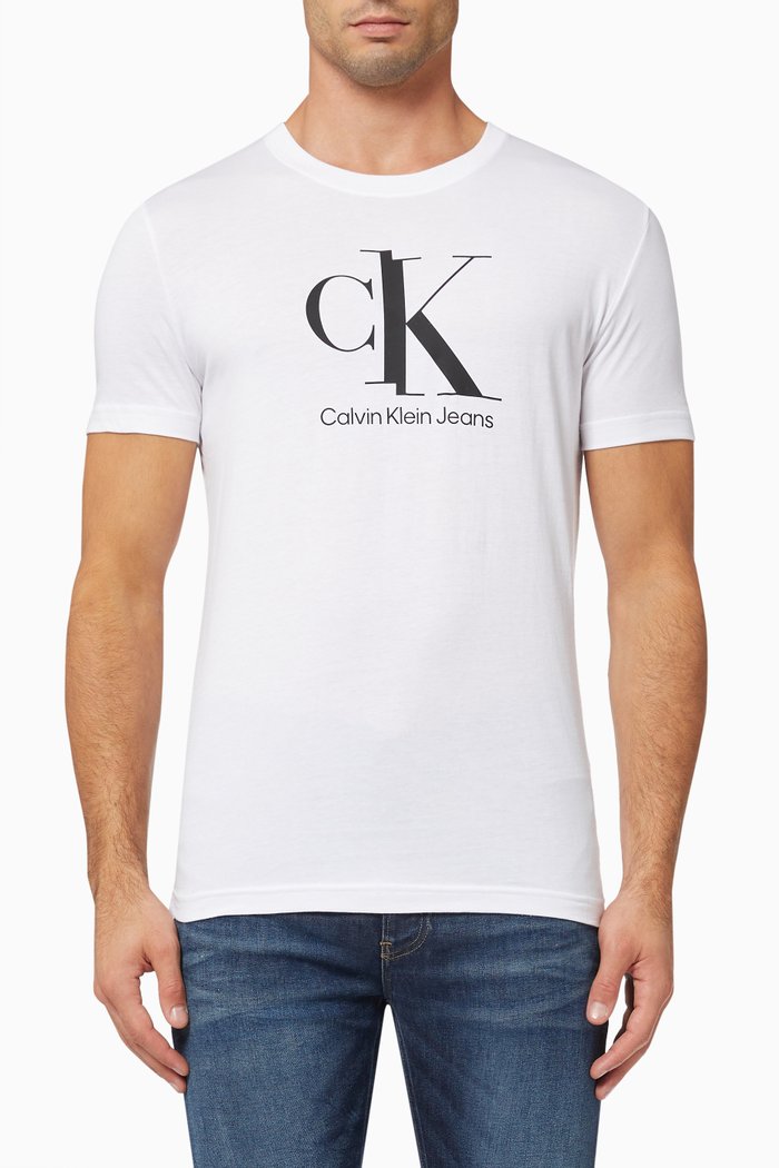 

Spliced CK Monogram T-shirt in Cotton, White
