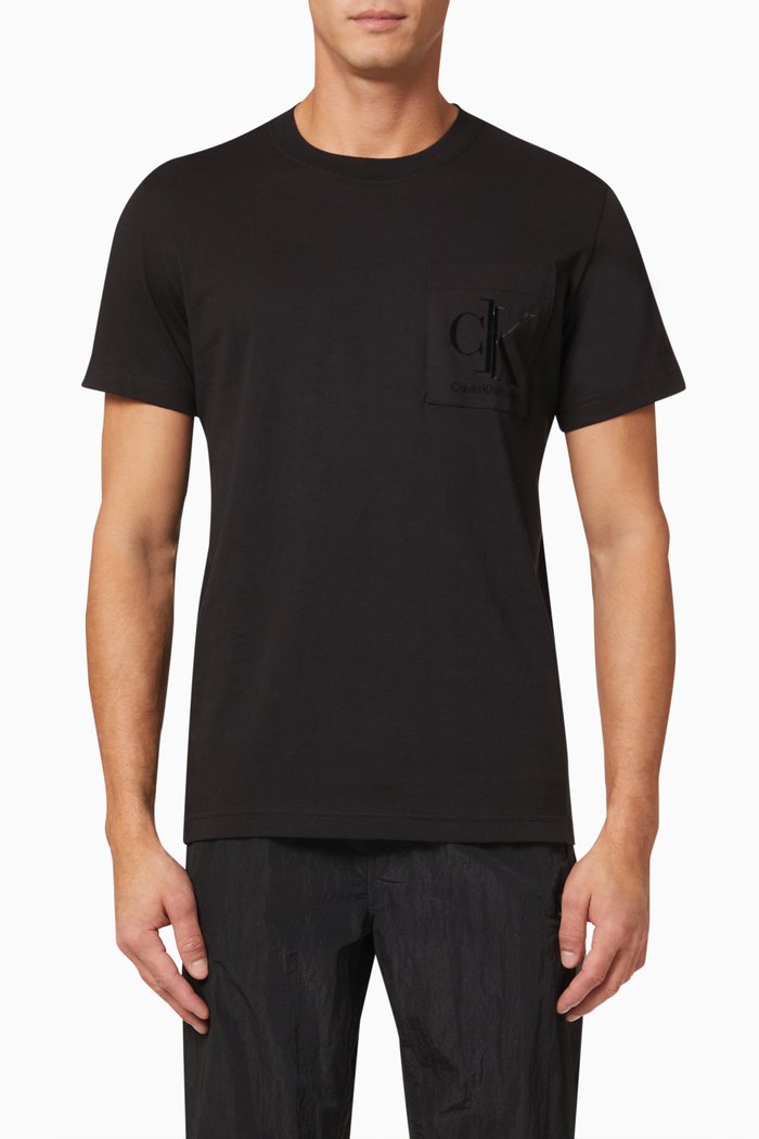 

Spliced CK Monogram Pocket T-shirt in Cotton, Black