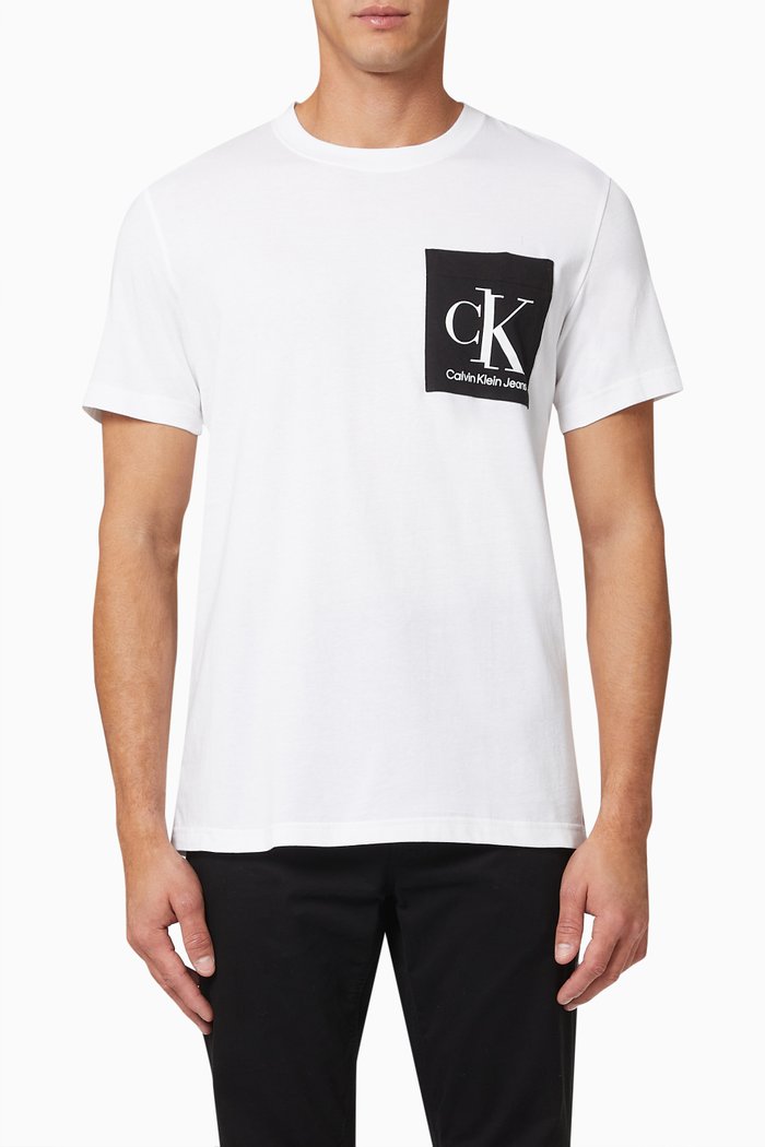 

Spliced CK Monogram Pocket T-shirt in Cotton, White