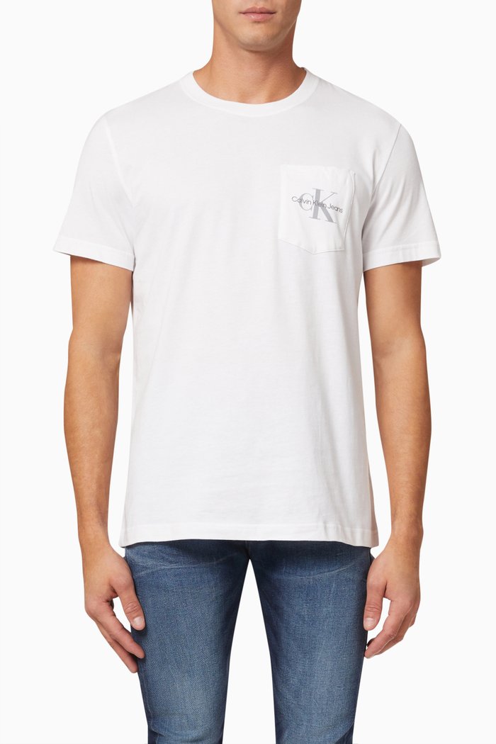 

Monogram Logo Pocket T-Shirt in Cotton Jersey, White