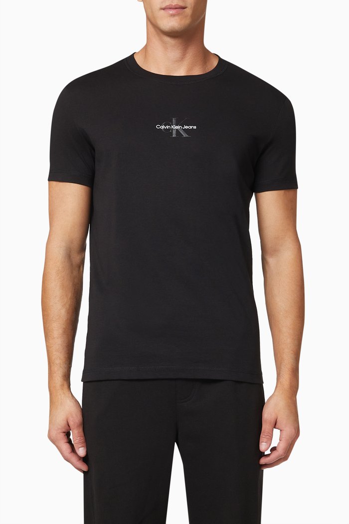 

Monogram Logo T-Shirt in Cotton Jersey, Black