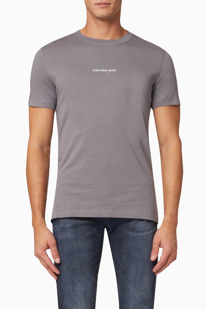 Monogram Logo T-Shirt in Cotton Jersey, Grey