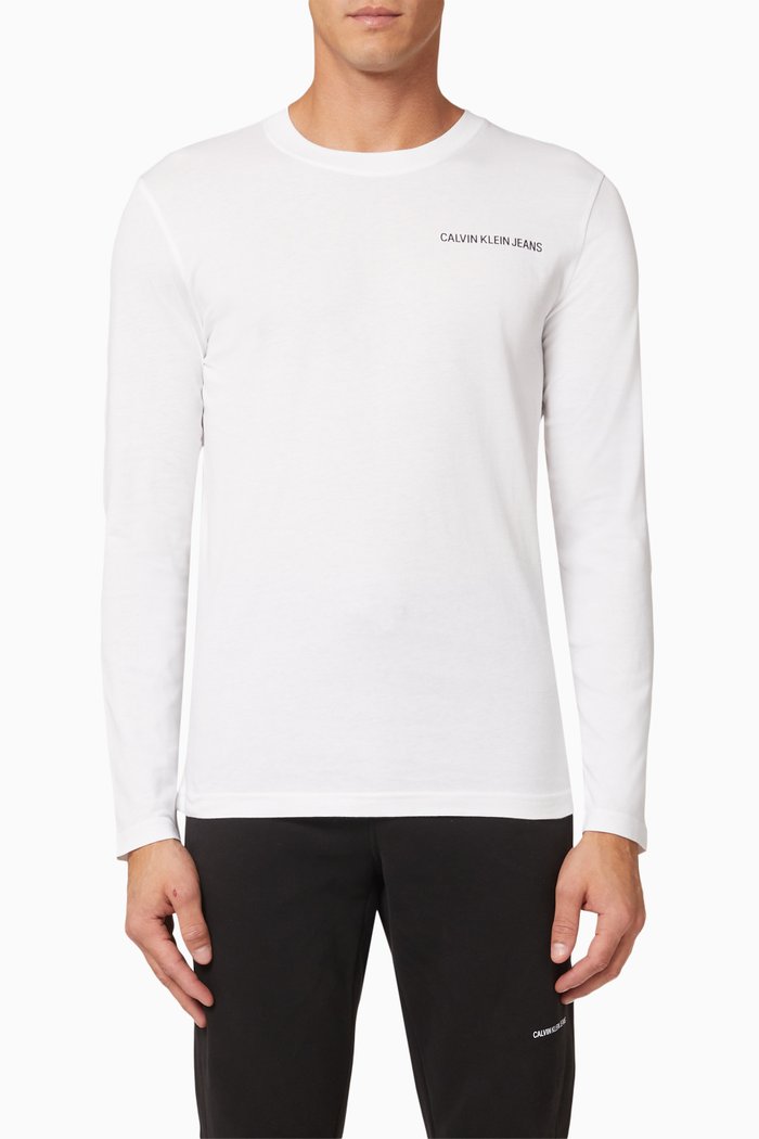 

Essential Long Sleeve T-shirt in Cotton Jersey, White
