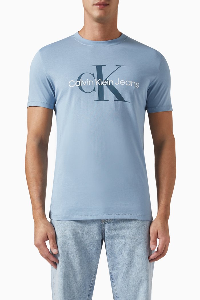 

Logo Slim-fit T-shirt in Organic Cotton, Blue