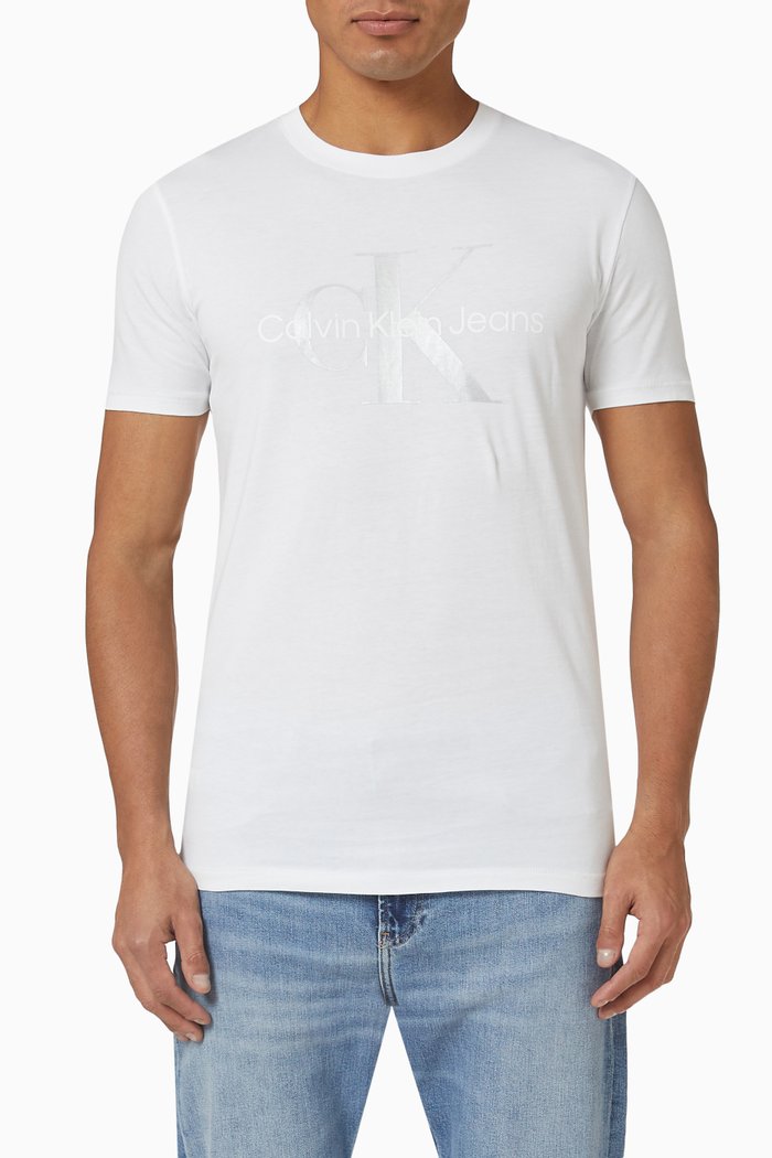 Logo Slim-fit T-shirt in Organic Cotton, White