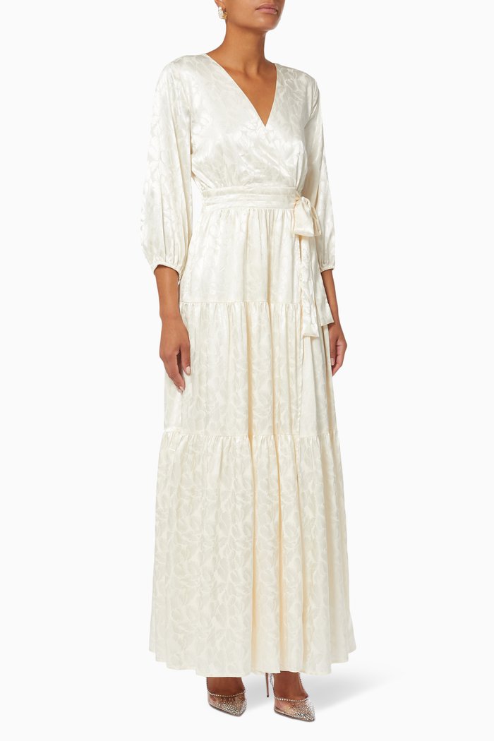 

Yaslumen Wrap Maxi Dress in Crêpe, Neutral