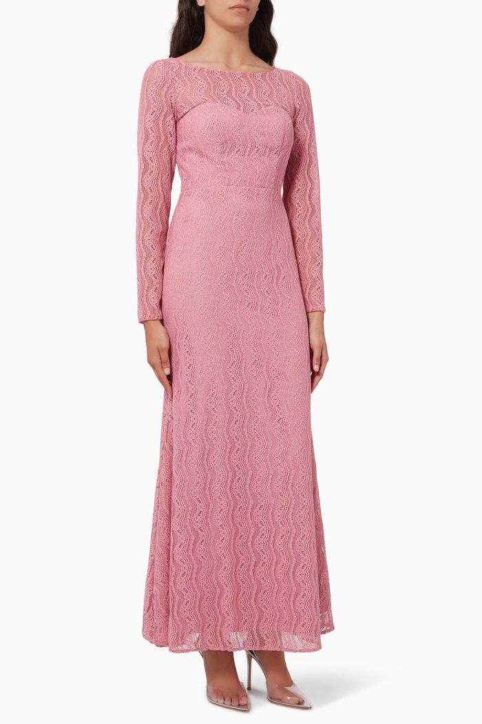 

Yasrosina Maxi Dress in Lace, Pink