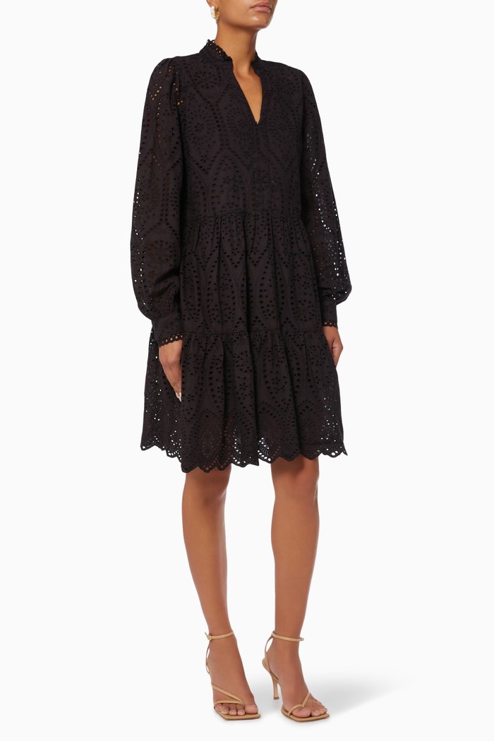 

Yasholi Dress in Broderie Anglaise, Black