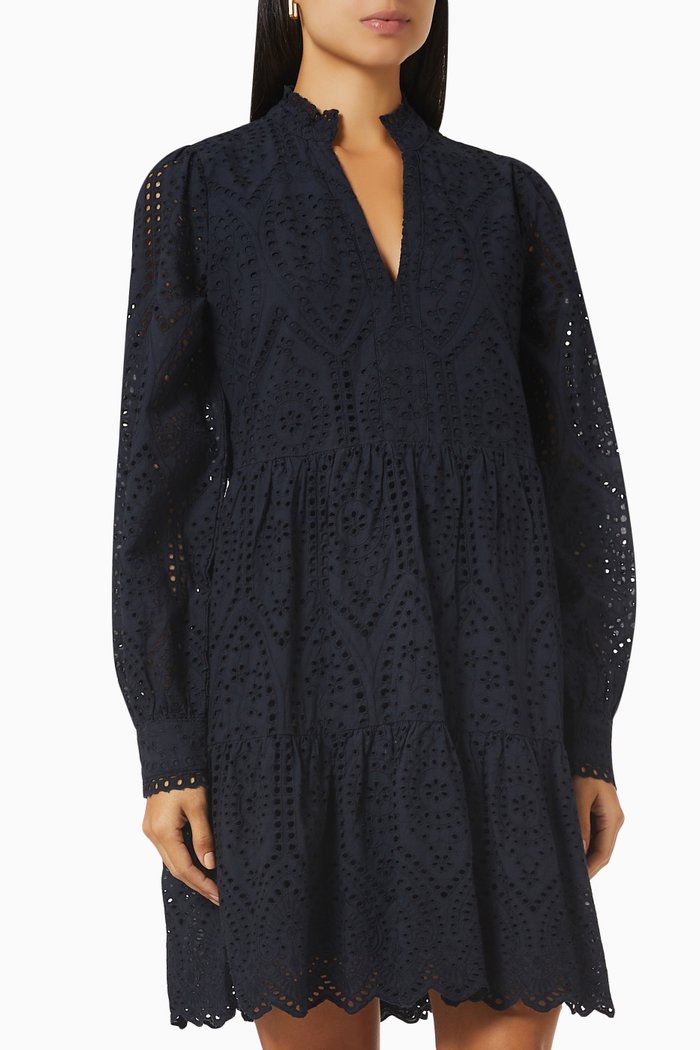 

Yasholi Dress in Broderie Anglaise, Blue