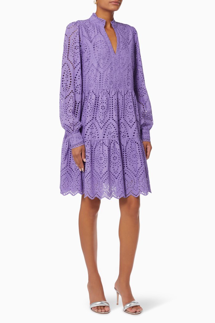 

Yasholi Dress in Broderie Anglaise, Purple