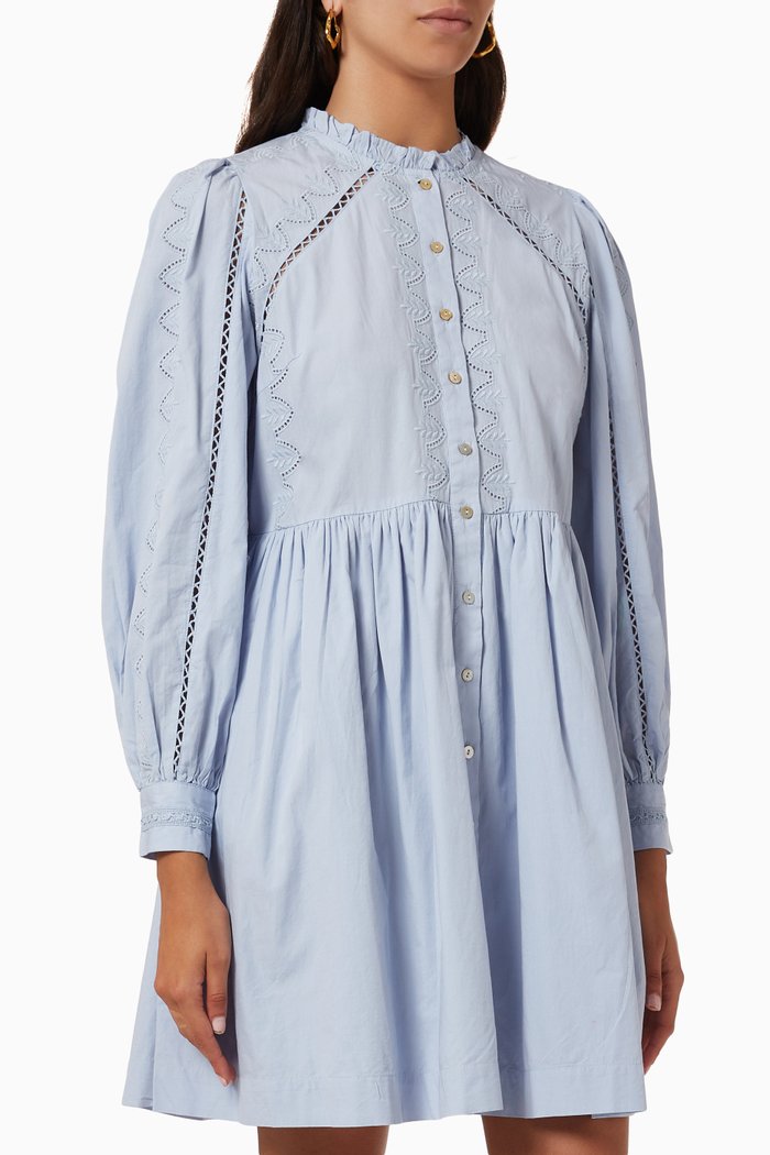

Yaskenora Shirt Dress in Organic Cotton, Blue