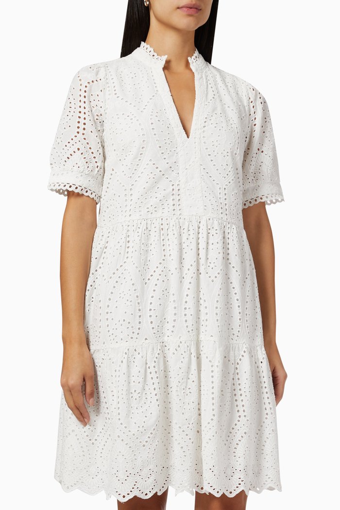

Yasholi Mini Dress in Broderie Anglaise, White