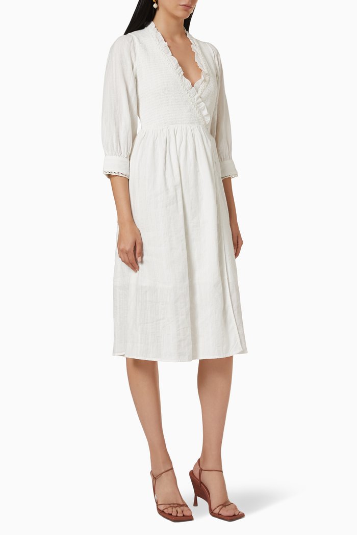 

Yaslulla Wrap Midi Dress in Cotton, White