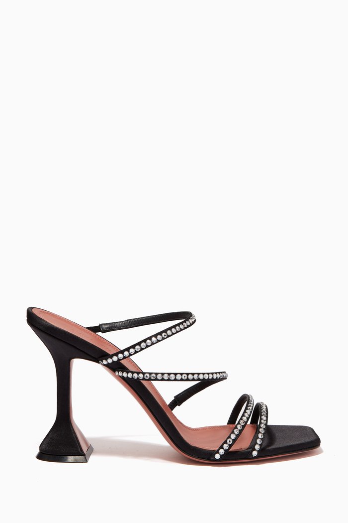 

Naima 95 Crystal Mule Sandals in Satin, Black