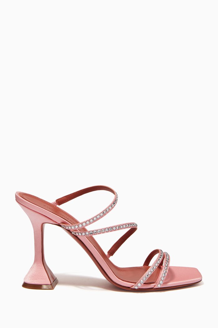 

Naima 95 Crystal Mule Sandals in Satin, Pink