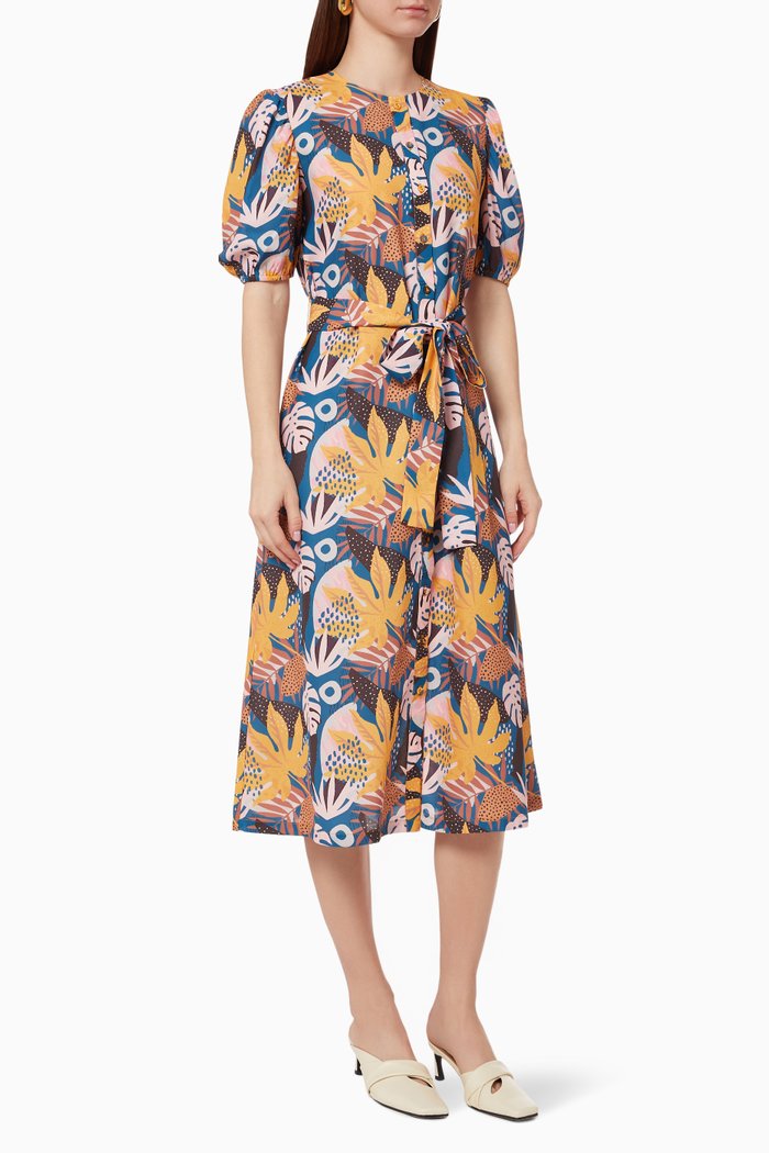 

Anja Floral Belted Dress, Blue