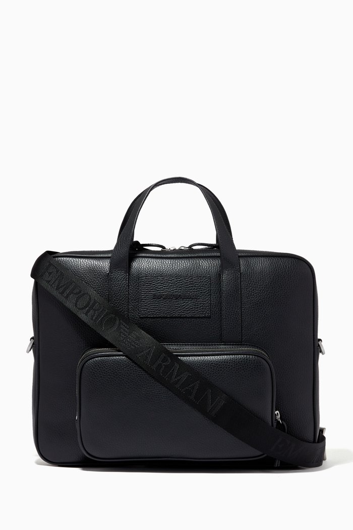 

EA Briefcase in Tumbled Leather, Black