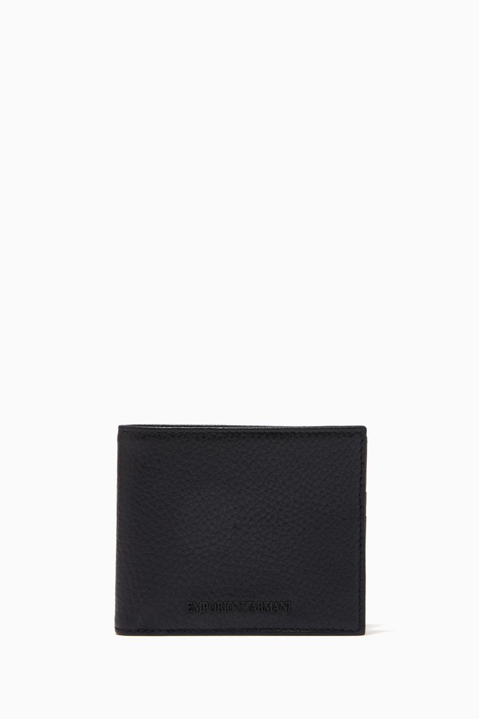 

EA Bifold Wallet in Tumbled Leather, Black