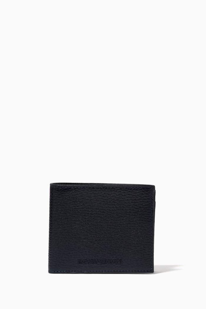 

EA Bifold Wallet in Tumbled Leather, Blue