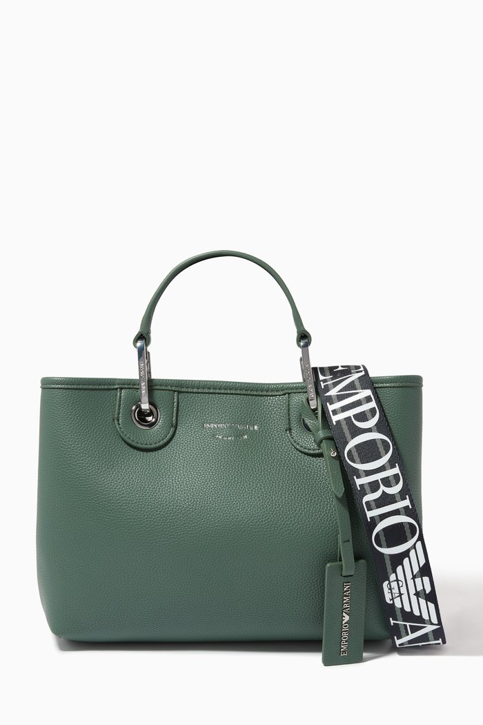 

My EA Small Tote Bag in Faux Leather, Green