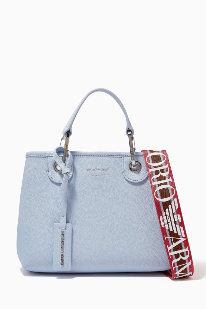 

My EA Small Tote Bag in Faux Leather, Blue