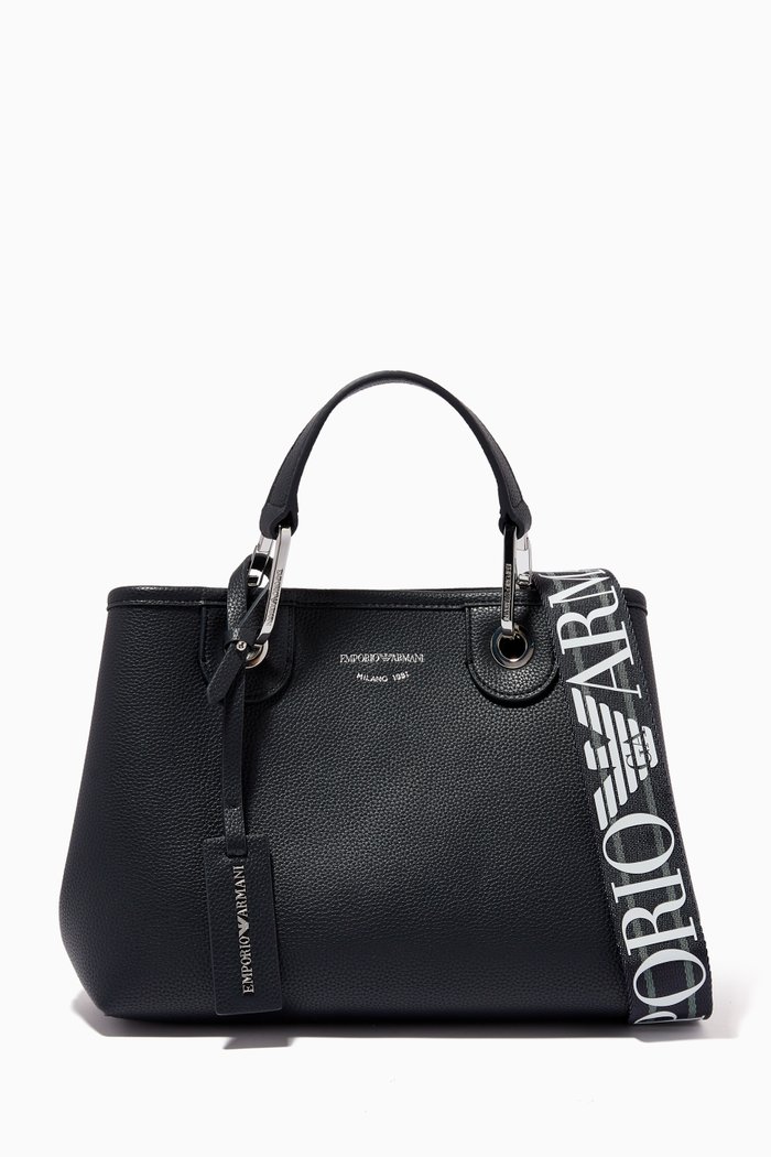 

My EA Small Tote Bag in Faux Leather, Blue