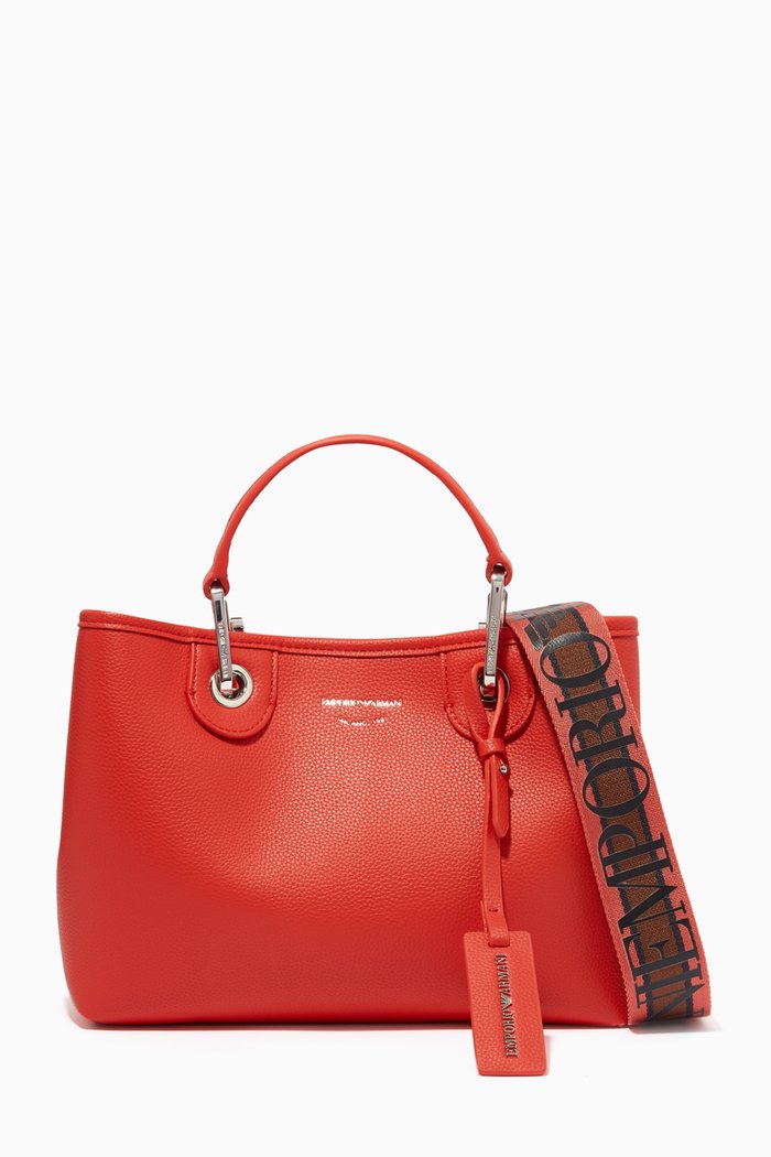 

My EA Small Tote Bag in Faux Leather, Orange