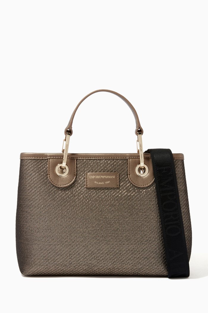

MY EA Gold Tote Bag in Lamé Faux Leather
