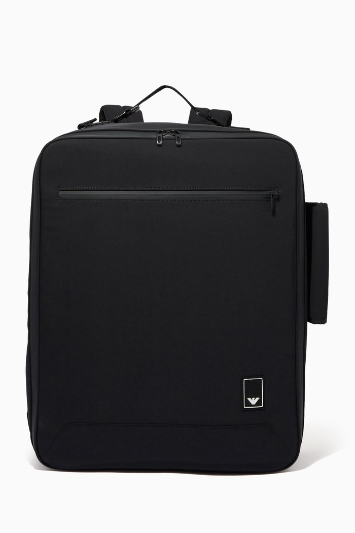Flat Backpack in Nylon, Black