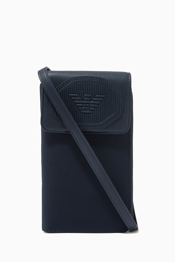 

Lanyard Wallet in Nylon & Leather, Blue