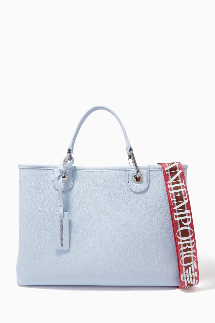 My EA Medium Tote Bag in Eco Leather, Blue
