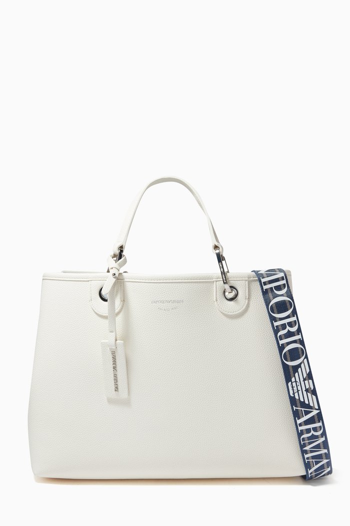 

Deer Print Medium Tote Bag in Eco Leather, Neutral