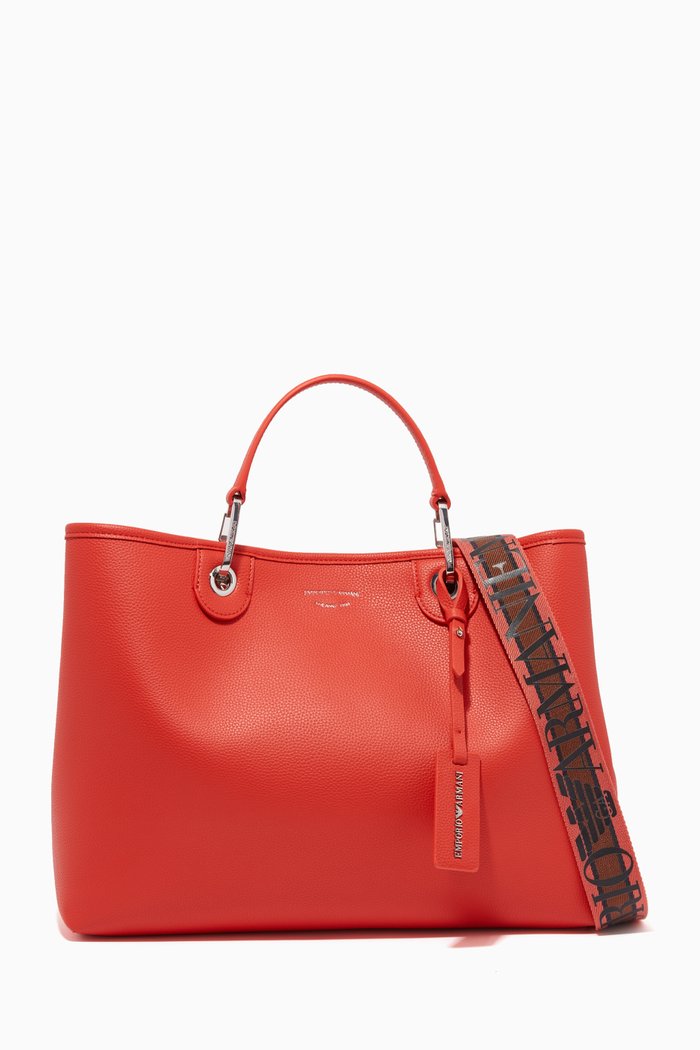 

Deer Print Medium Tote Bag in Eco Leather, Orange