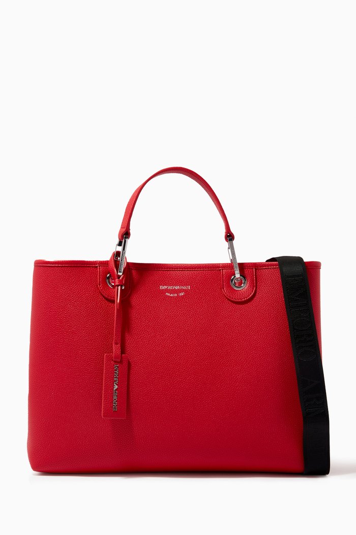 

My EA Tote Bag in Faux Leather, Red