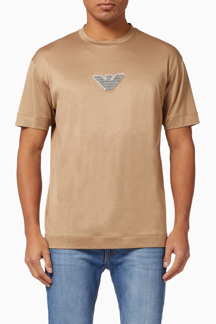 

EA Eagle Logo T-shirt in Lyocell-blend Jersey, Neutral