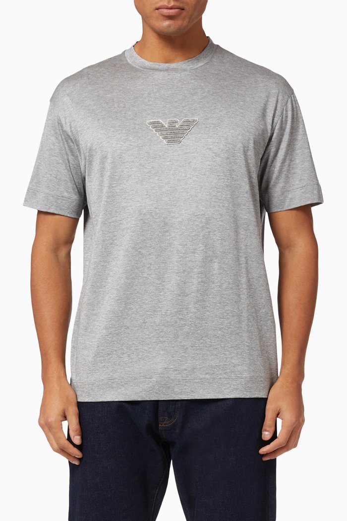 

EA Eagle Logo T-shirt in Lyocell-blend Jersey, Grey