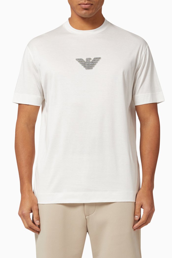 

EA Eagle Logo T-shirt in Lyocell-blend Jersey, Neutral