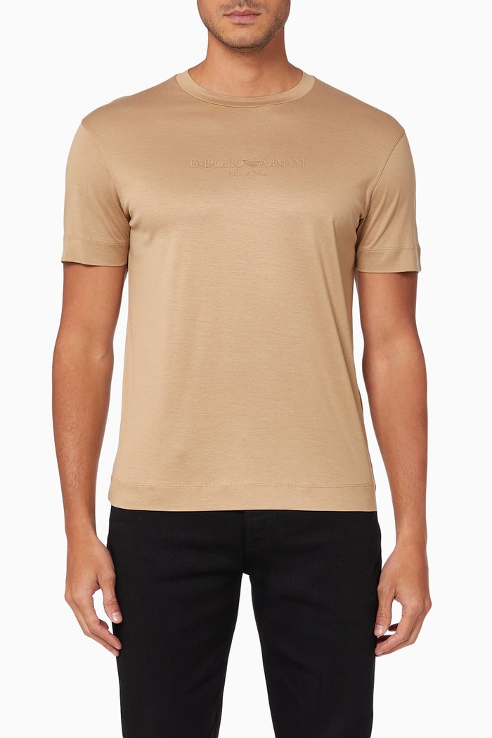 

Rubberised Logo T-Shirt in Tencel Blend, Neutral