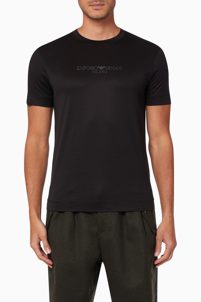 

Rubberised Logo T-Shirt in Tencel Blend, Black