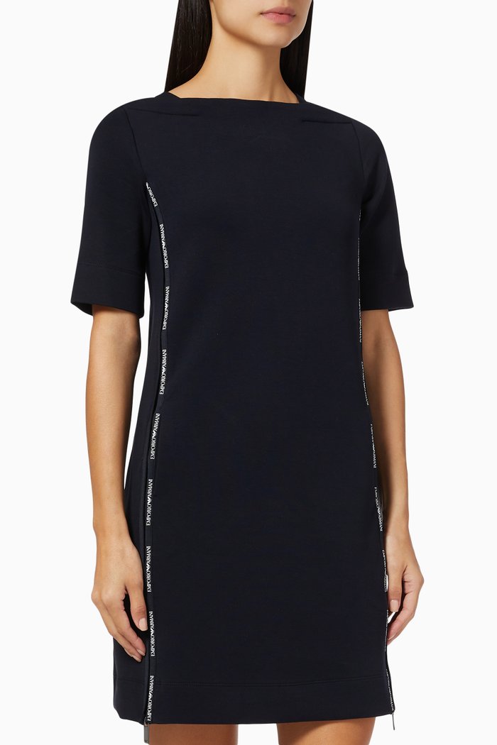 

EA Logo Tape Dress in Double Jersey, Blue