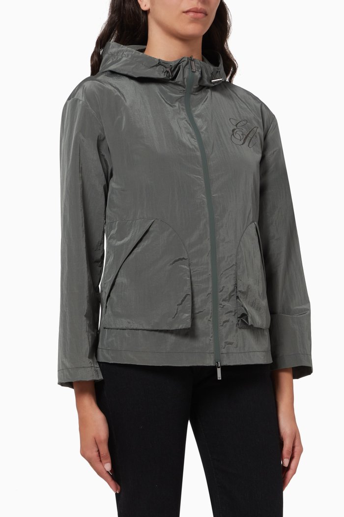 

Blouson Hoodie in Shiny Nylon, Green