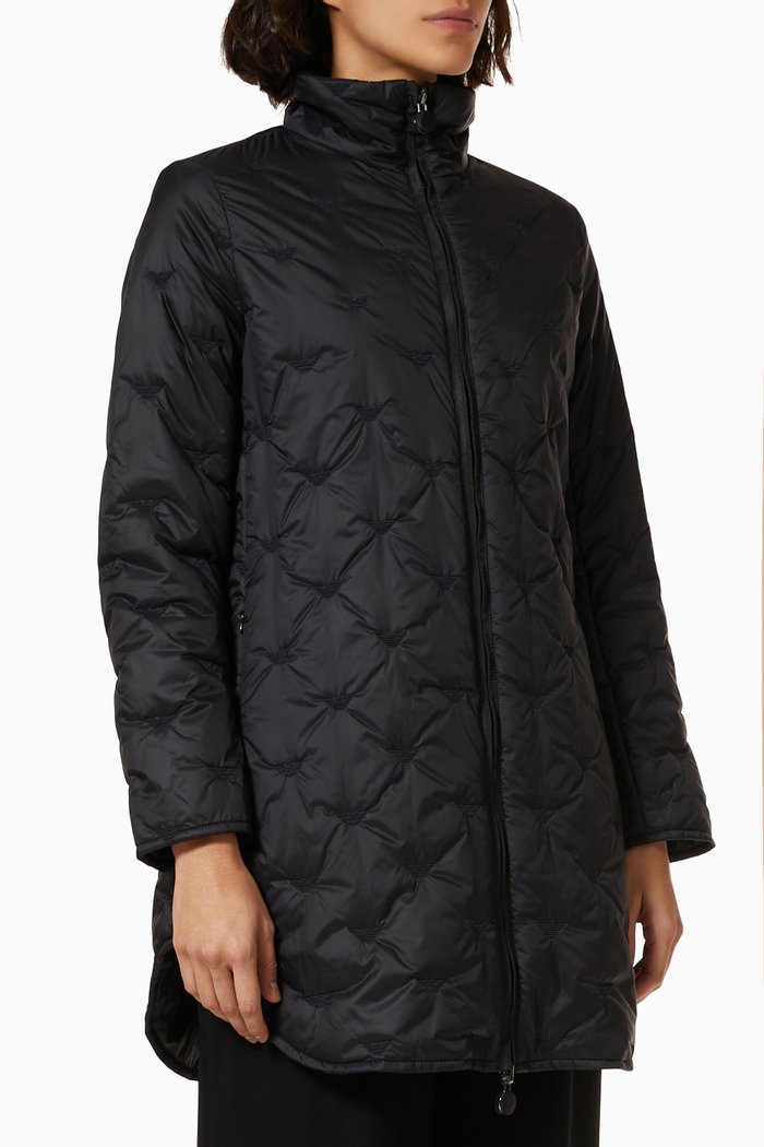 

Reversible Puffer Jacket in Quilted Matte Nylon, Black