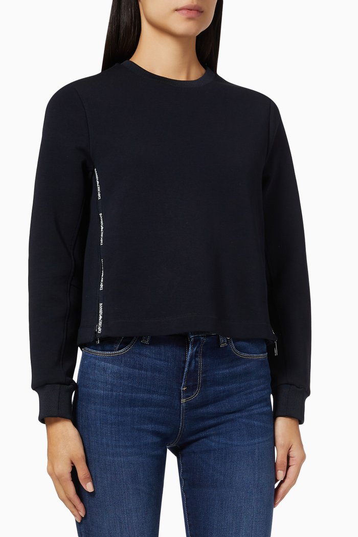 

EA Logo Tape Sweatshirt in Double Jersey, Blue