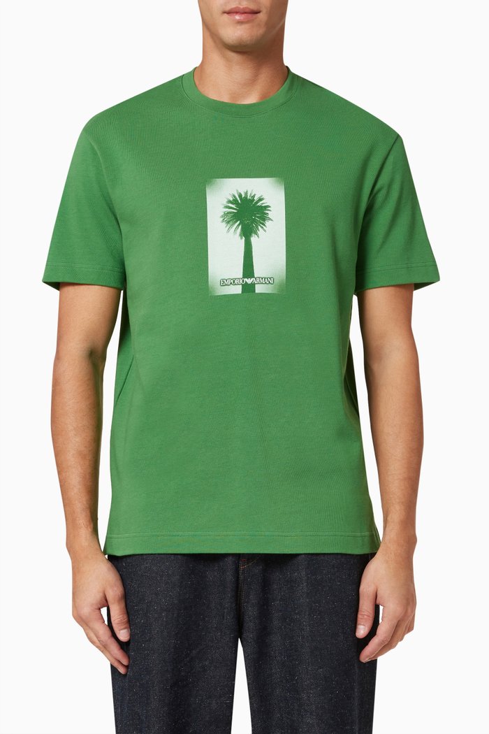 

Surfer Photo Print T-shirt in Cotton Jersey, Green