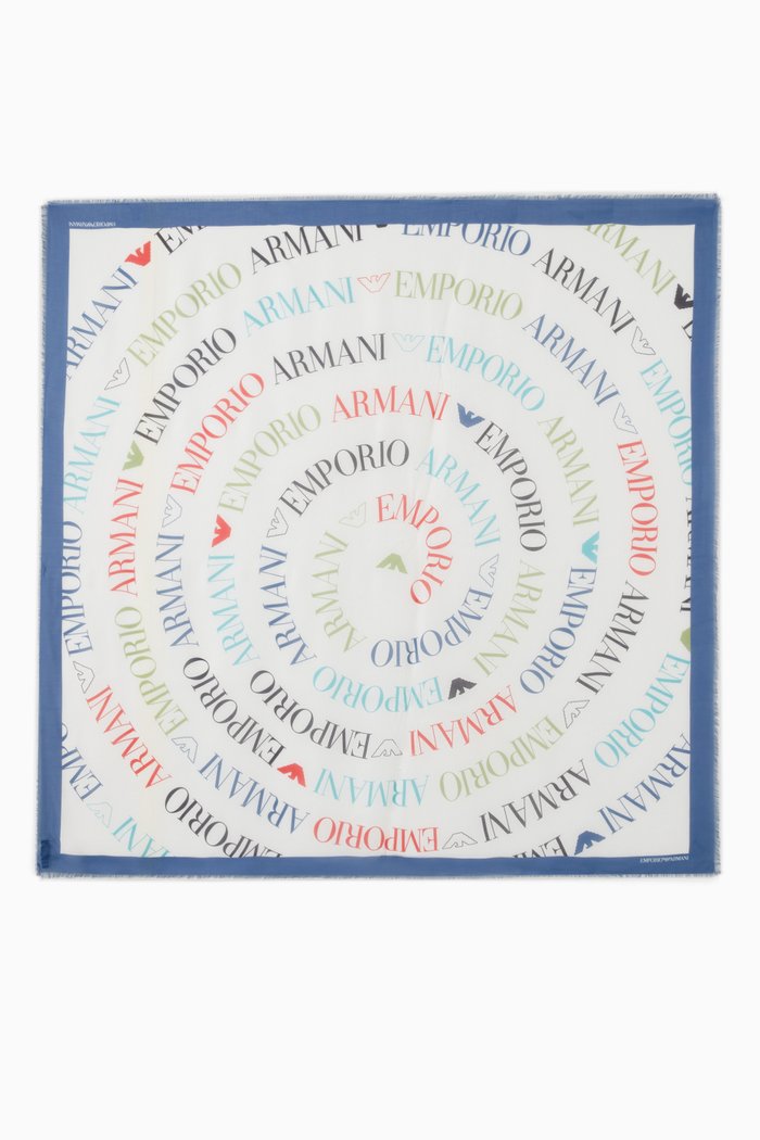 

EA Logo Scarf in Modal, White