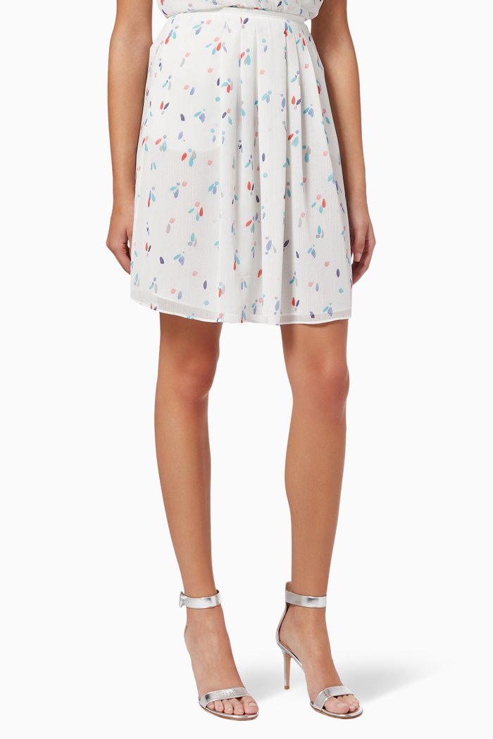 

Pleated Mini Skirt in Creponne, White