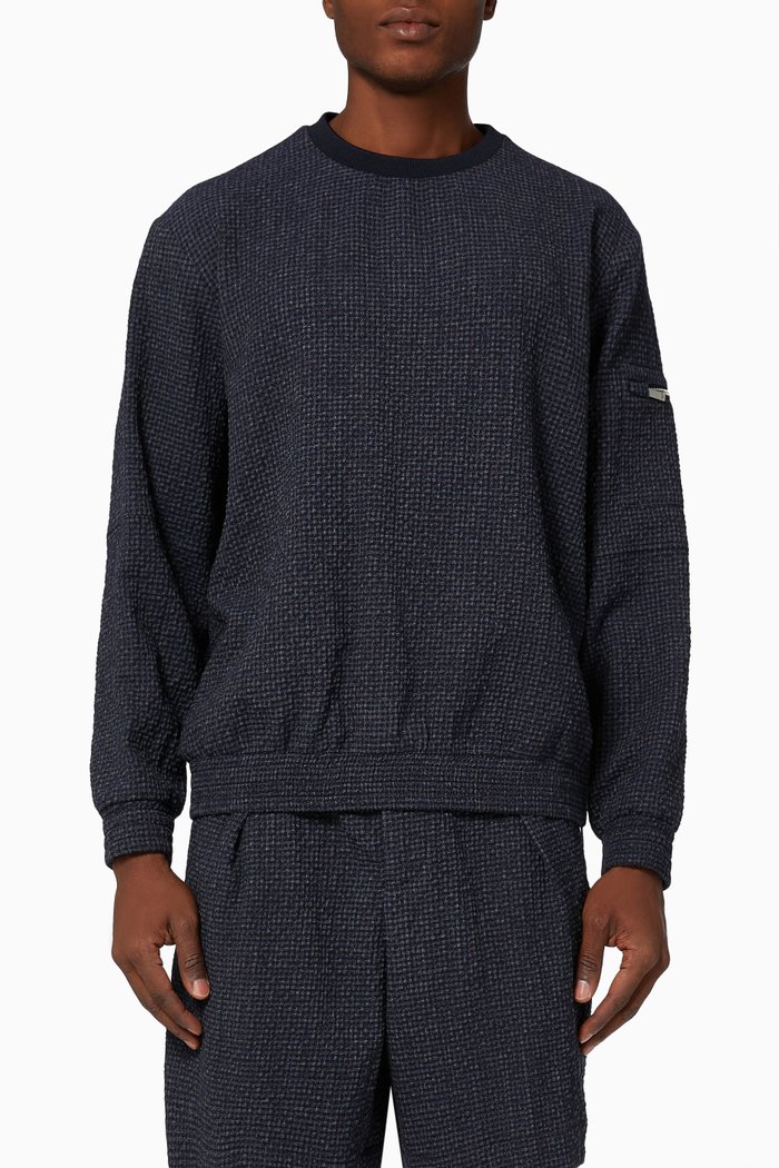 

Zip Sleeve Sweatshirt in Mouliné Wool, Blue